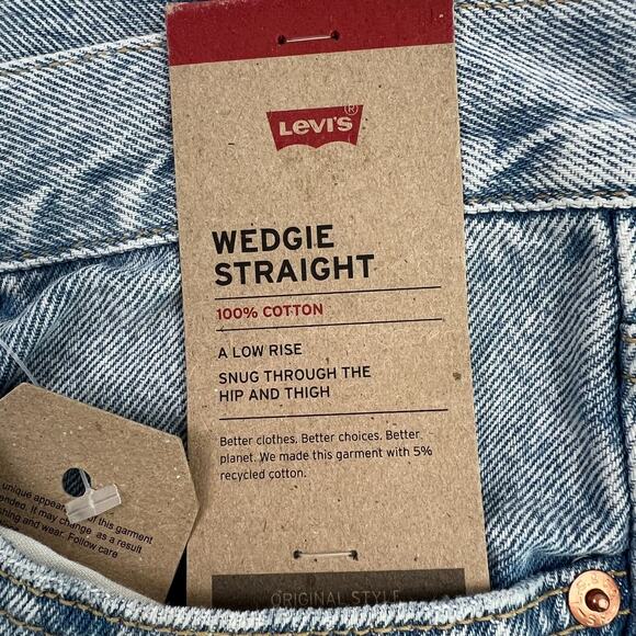 Levi's Women Wedgie Straight Fit High Rise Button Fly Jeans 32x28 Blue NWT - Picture 6 of 16